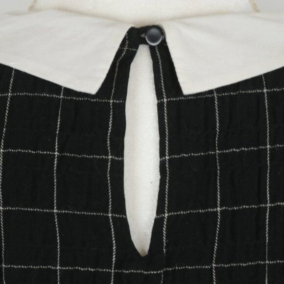 Mod Ref Clara Women's Small Black White Window Pane Plaid Peter Pan Collar Dress - Picture 5 of 8